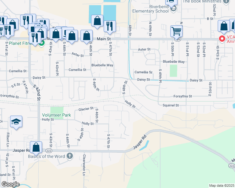 map of restaurants, bars, coffee shops, grocery stores, and more near 4745 Union Terrace in Springfield