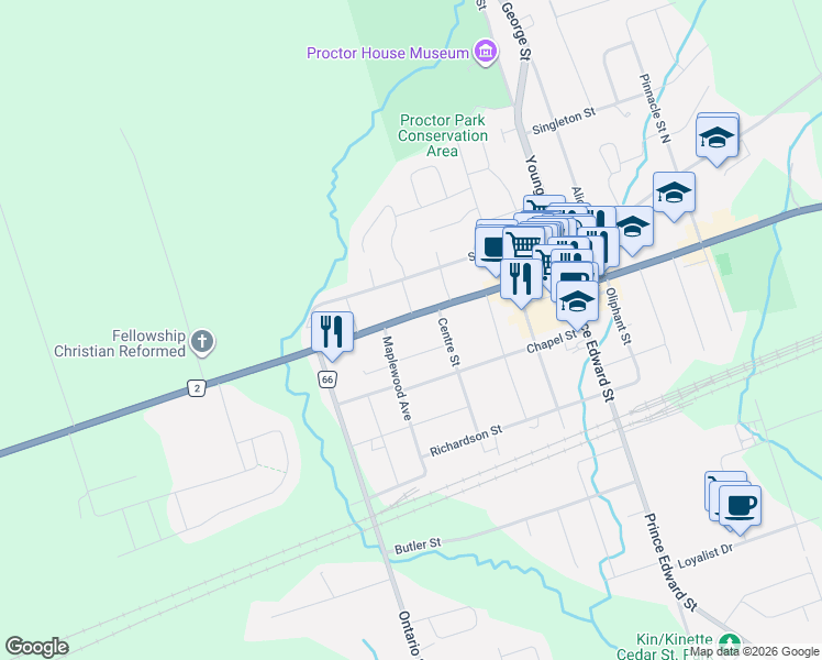 map of restaurants, bars, coffee shops, grocery stores, and more near 7 Maplewood Avenue in Brighton