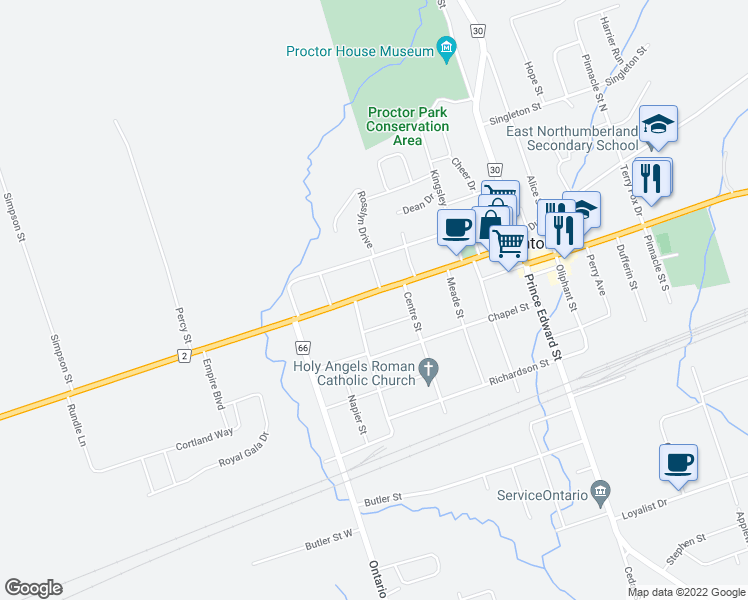 map of restaurants, bars, coffee shops, grocery stores, and more near 127 Main Street in Brighton