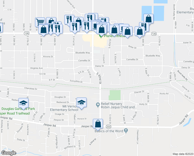 map of restaurants, bars, coffee shops, grocery stores, and more near 640 South 42nd Street in Springfield