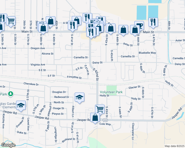 map of restaurants, bars, coffee shops, grocery stores, and more near 640 South 42nd Street in Springfield