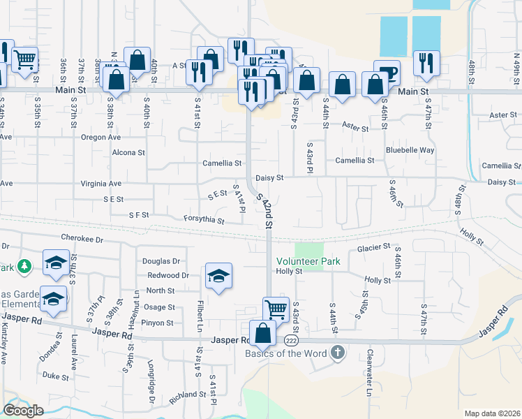 map of restaurants, bars, coffee shops, grocery stores, and more near 536 South 42nd Street in Springfield
