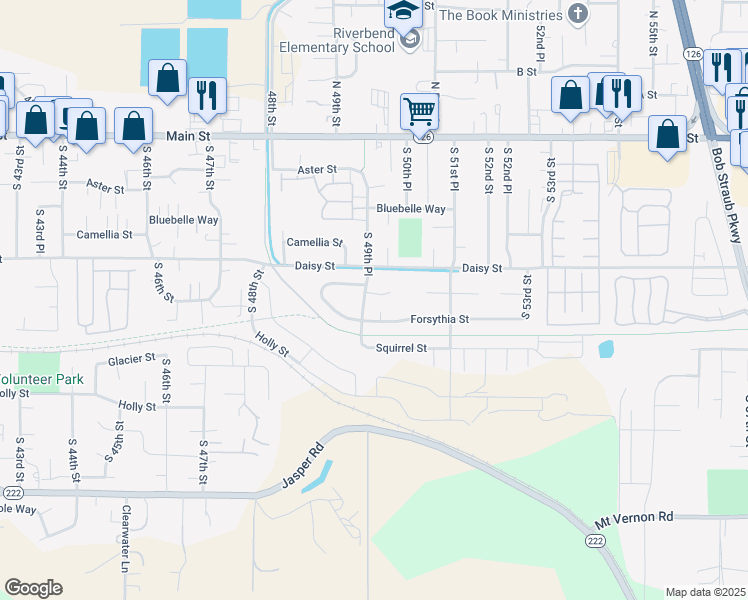 map of restaurants, bars, coffee shops, grocery stores, and more near 4973 Forsythia Street in Springfield
