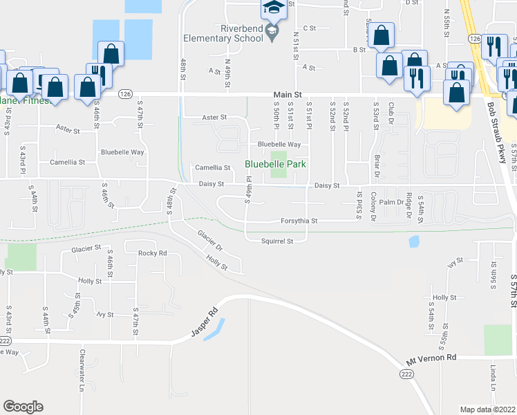 map of restaurants, bars, coffee shops, grocery stores, and more near 549 South 49th Place in Springfield