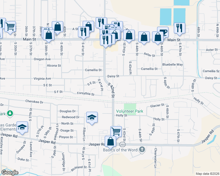 map of restaurants, bars, coffee shops, grocery stores, and more near 524 South 42nd Street in Springfield