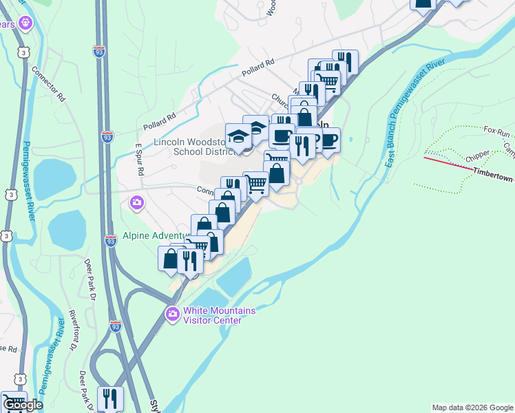 map of restaurants, bars, coffee shops, grocery stores, and more near 10 Paper Mill Drive in Lincoln