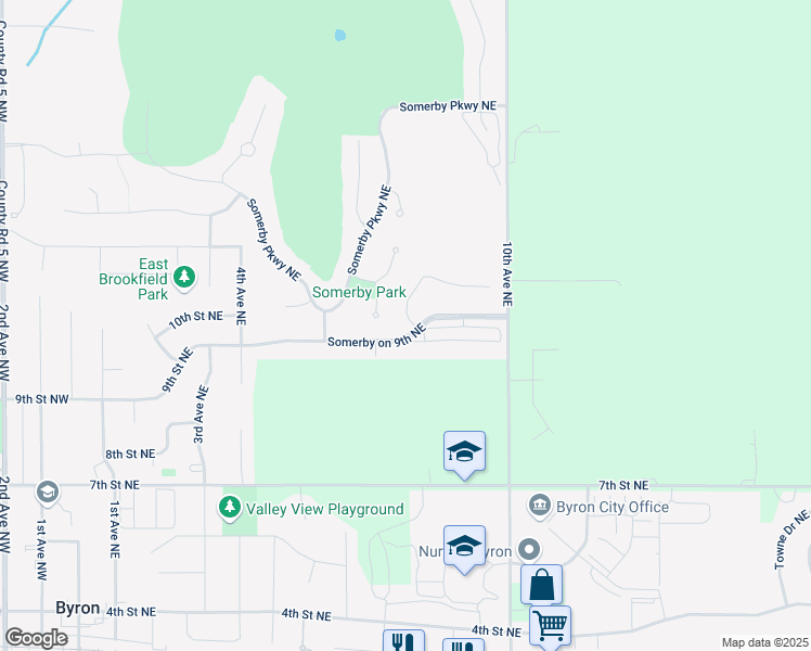 map of restaurants, bars, coffee shops, grocery stores, and more near 931 Southwell Enclave Northeast in Byron