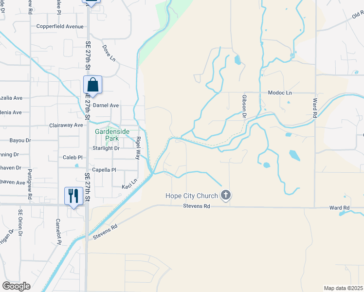 map of restaurants, bars, coffee shops, grocery stores, and more near 21374 Stevens Road in Bend