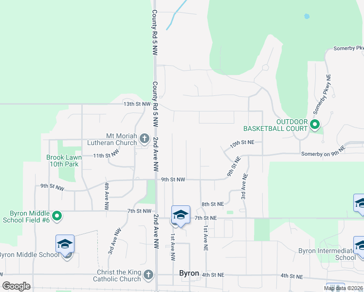 map of restaurants, bars, coffee shops, grocery stores, and more near 949 Byron Avenue Northwest in Byron