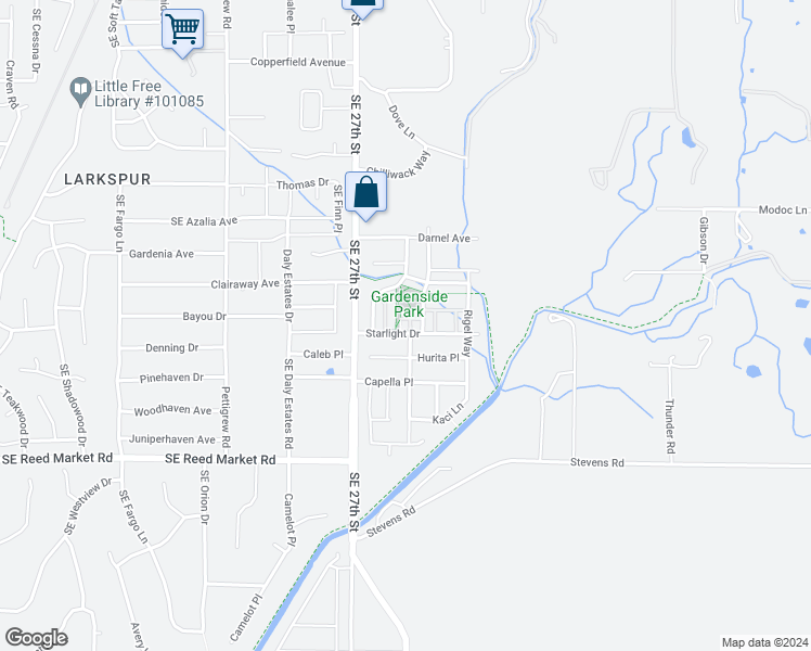 map of restaurants, bars, coffee shops, grocery stores, and more near 61707 Tulip Way in Bend