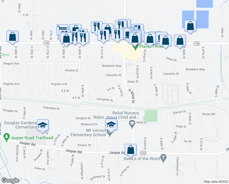map of restaurants, bars, coffee shops, grocery stores, and more near 531 South 41st Place in Springfield