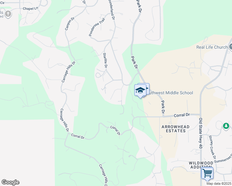 map of restaurants, bars, coffee shops, grocery stores, and more near 3926 Forest Park Cir in Rapid City