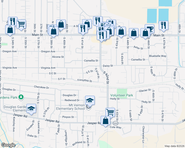 map of restaurants, bars, coffee shops, grocery stores, and more near 531 South 41st Place in Springfield