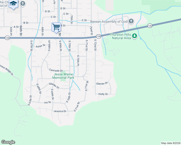 map of restaurants, bars, coffee shops, grocery stores, and more near 578 South 72nd Street in Springfield