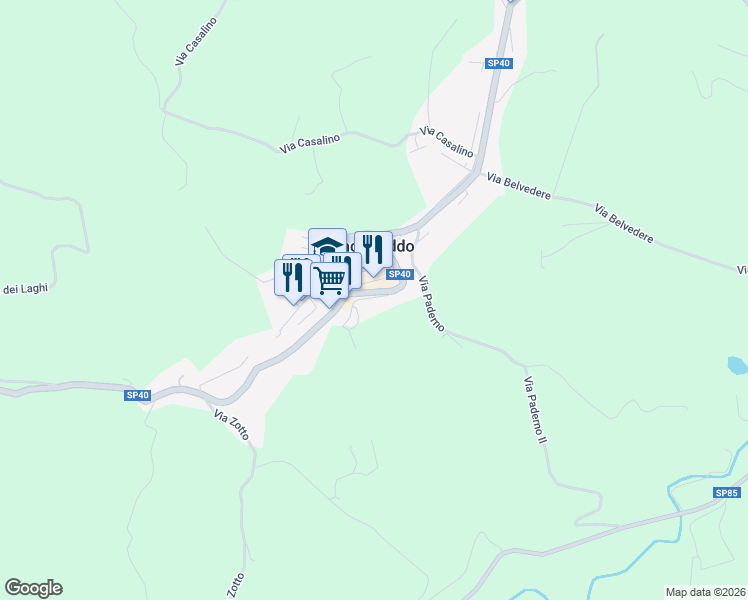 map of restaurants, bars, coffee shops, grocery stores, and more near 71 Via Giacomo Matteotti in Roncofreddo-santa Paola