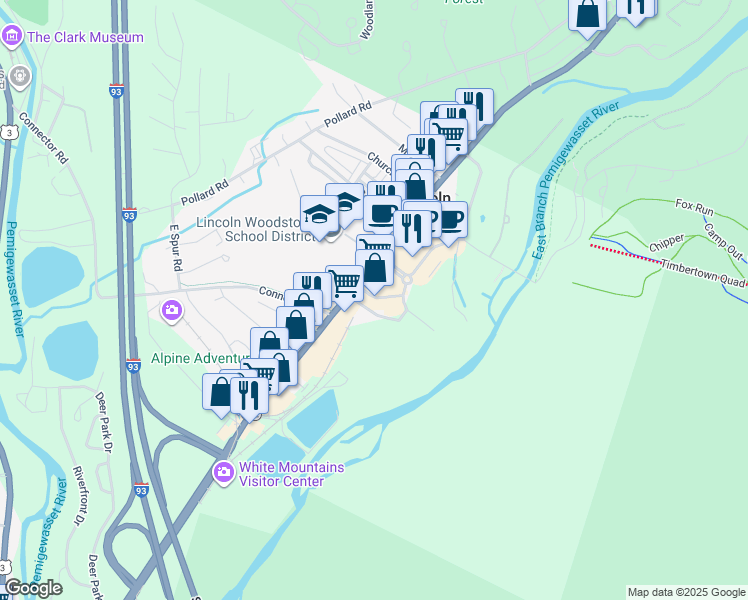 map of restaurants, bars, coffee shops, grocery stores, and more near 10 Paper Mill Drive in Lincoln