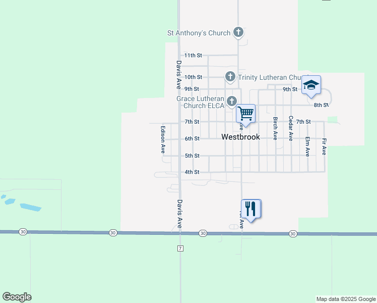 map of restaurants, bars, coffee shops, grocery stores, and more near 524 Columbus Avenue in Westbrook