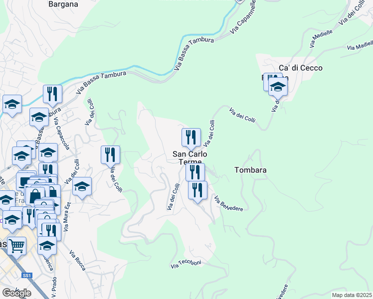 map of restaurants, bars, coffee shops, grocery stores, and more near in Massa