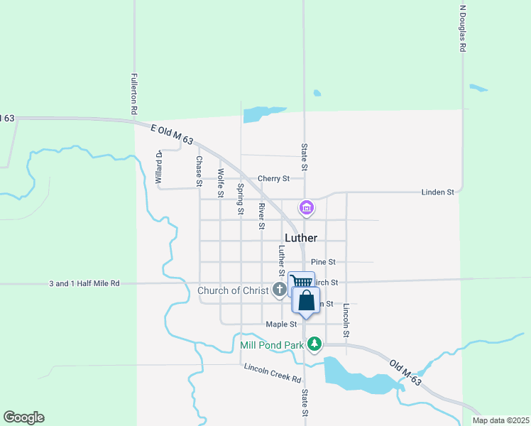 map of restaurants, bars, coffee shops, grocery stores, and more near 5935 East Old M 63 in Luther