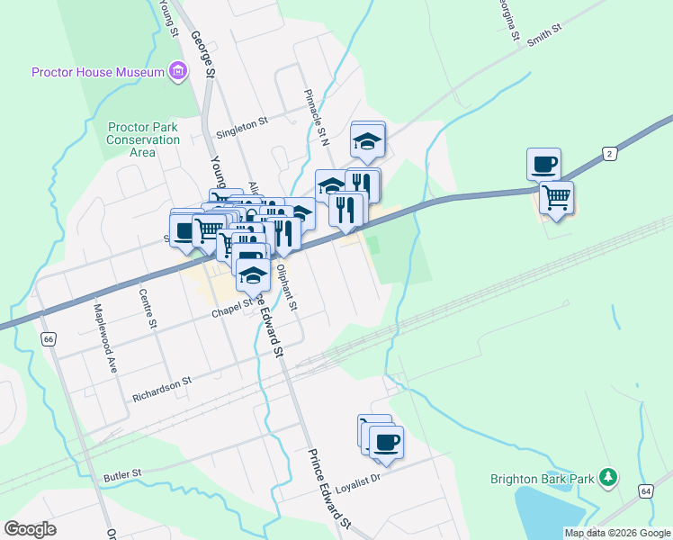 map of restaurants, bars, coffee shops, grocery stores, and more near 12 Dufferin Street in Brighton