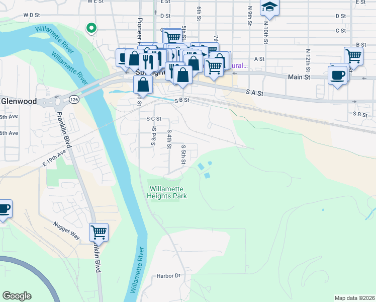 map of restaurants, bars, coffee shops, grocery stores, and more near 511 Park Street in Springfield