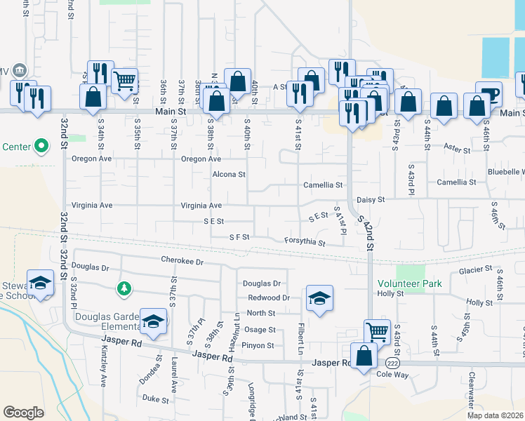 map of restaurants, bars, coffee shops, grocery stores, and more near 4033 Virginia Avenue in Springfield