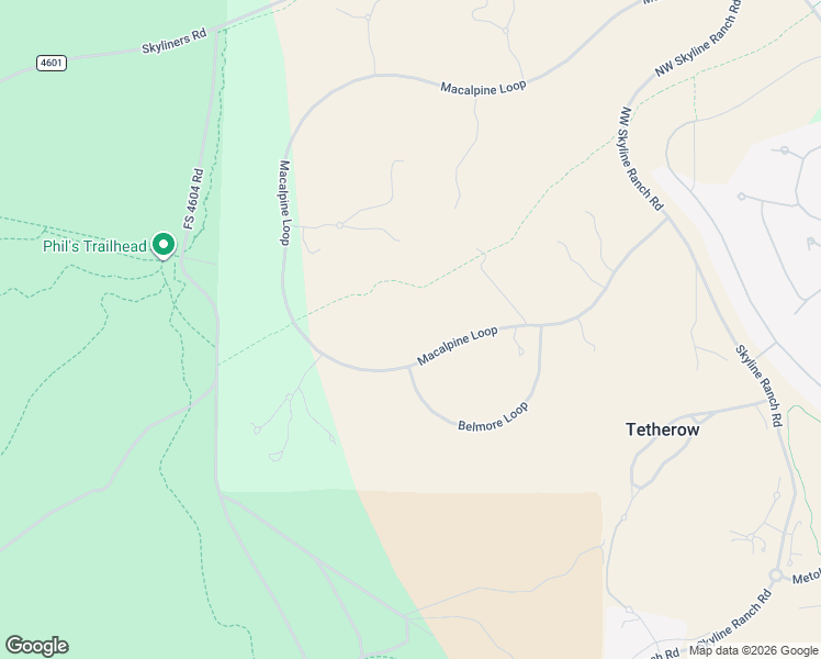 map of restaurants, bars, coffee shops, grocery stores, and more near 18715 Macalpine Loop in Bend