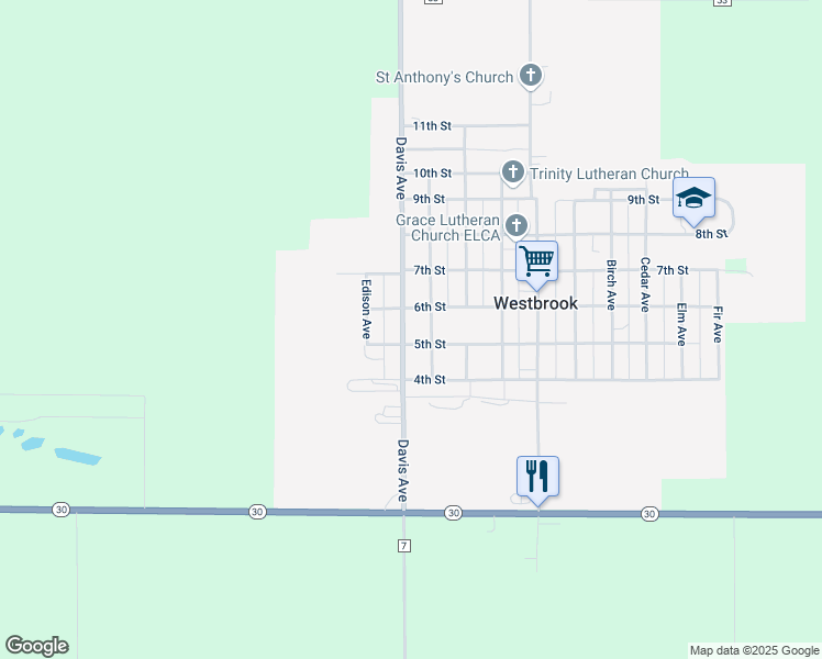 map of restaurants, bars, coffee shops, grocery stores, and more near 524 Columbus Avenue in Westbrook