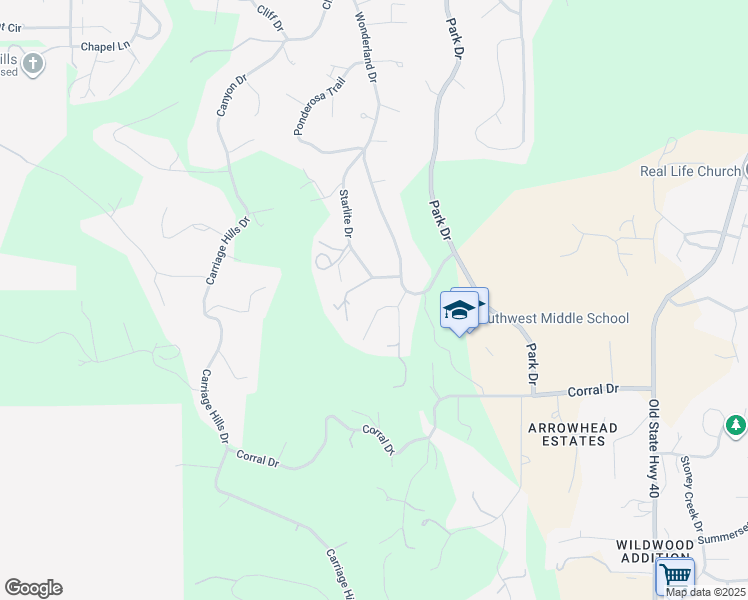 map of restaurants, bars, coffee shops, grocery stores, and more near 3926 Forest Park Circle in Rapid City