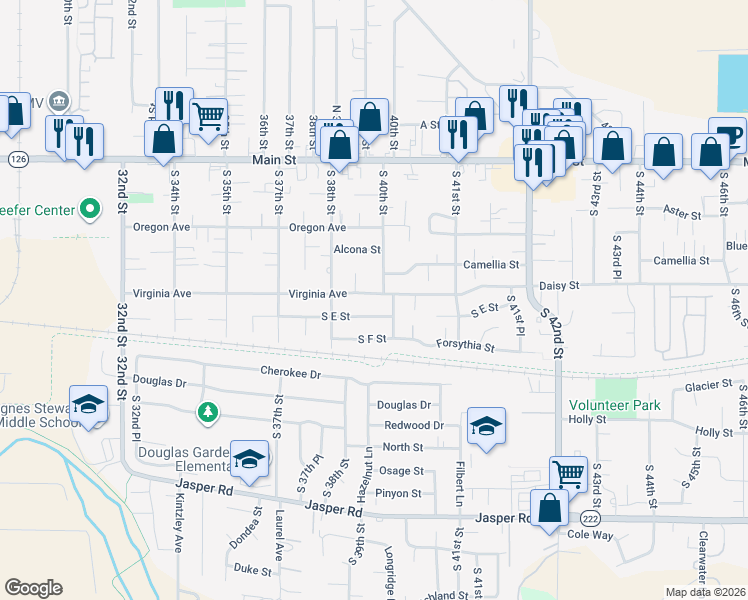 map of restaurants, bars, coffee shops, grocery stores, and more near 3965 Virginia Ave in Springfield