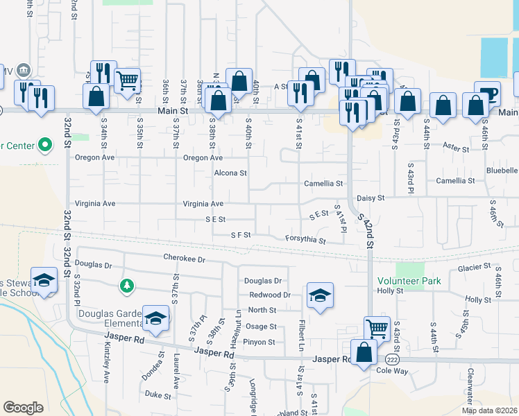 map of restaurants, bars, coffee shops, grocery stores, and more near 4033 Virginia Avenue in Springfield