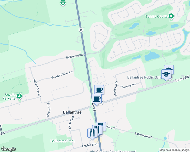 map of restaurants, bars, coffee shops, grocery stores, and more near 12 Hearthwood Gate in Whitchurch-Stouffville