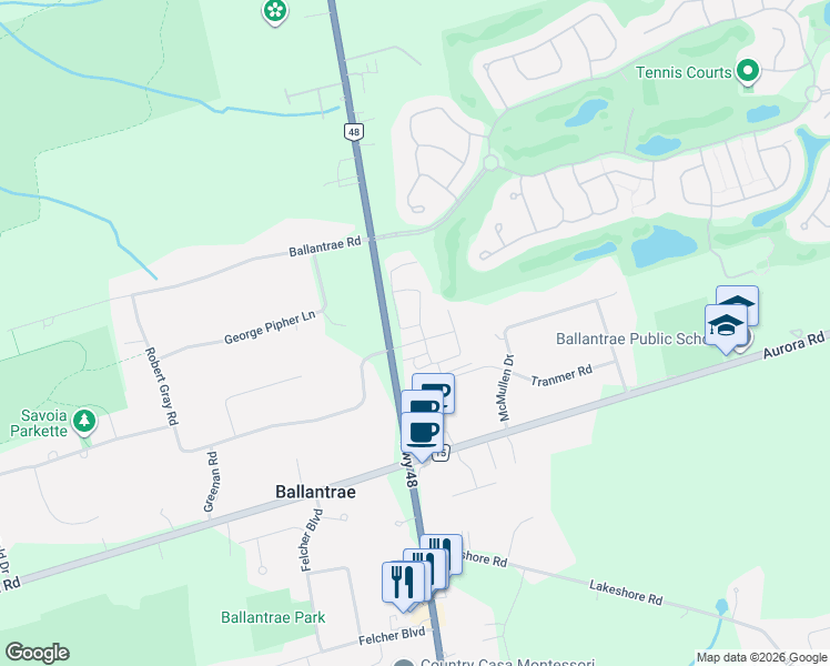 map of restaurants, bars, coffee shops, grocery stores, and more near 12 Hearthwood Gate in Whitchurch-Stouffville