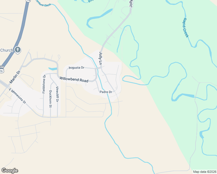 map of restaurants, bars, coffee shops, grocery stores, and more near 4341 Jolly Lane in Rapid City