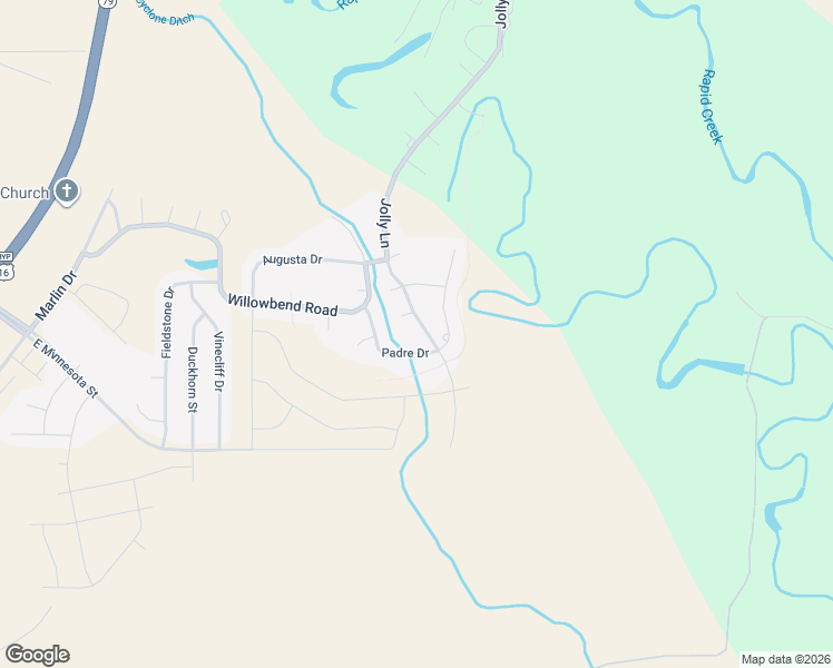 map of restaurants, bars, coffee shops, grocery stores, and more near 4341 Jolly Lane in Rapid City