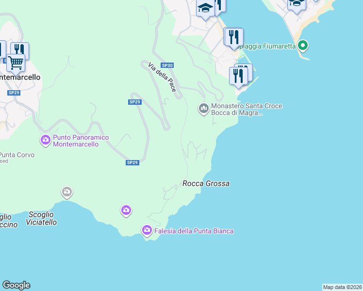 map of restaurants, bars, coffee shops, grocery stores, and more near in Province of La Spezia