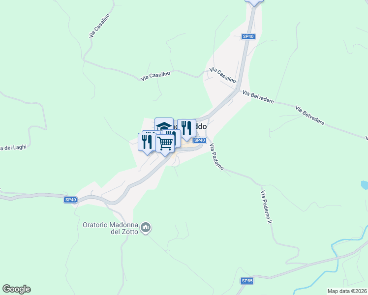 map of restaurants, bars, coffee shops, grocery stores, and more near 71 Via Giacomo Matteotti in Roncofreddo