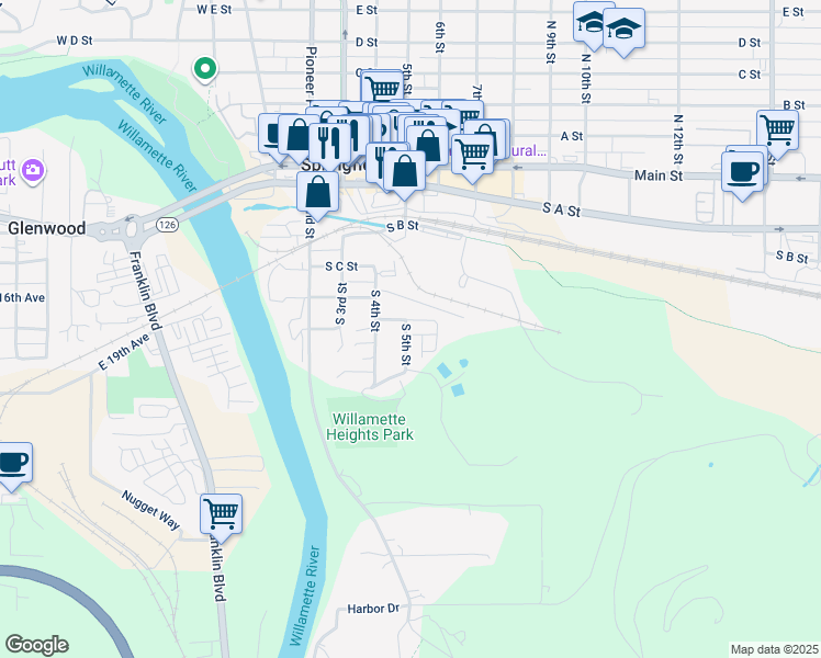 map of restaurants, bars, coffee shops, grocery stores, and more near 511 Park Street in Springfield