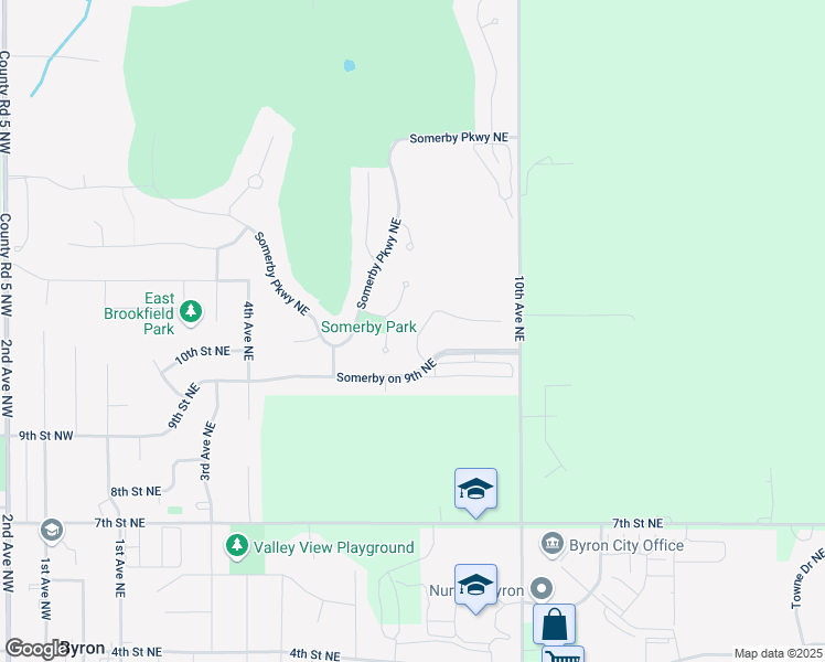 map of restaurants, bars, coffee shops, grocery stores, and more near 931 Southwell Enclave Northeast in Byron