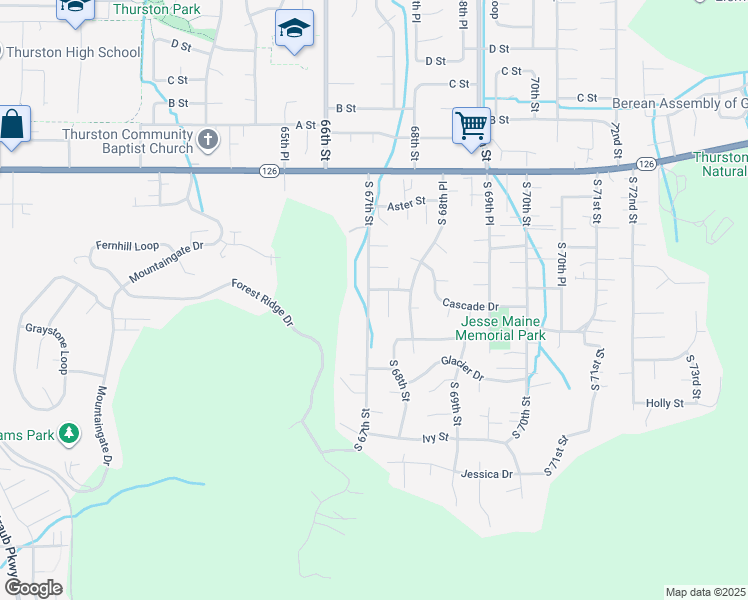 map of restaurants, bars, coffee shops, grocery stores, and more near 531 South 67th Street in Springfield