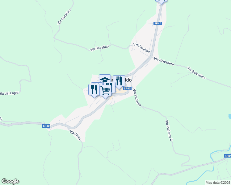 map of restaurants, bars, coffee shops, grocery stores, and more near 71 Via Giacomo Matteotti in Roncofreddo