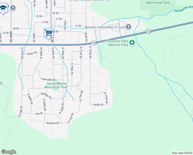 map of restaurants, bars, coffee shops, grocery stores, and more near 7242 Elderberry Street in Springfield
