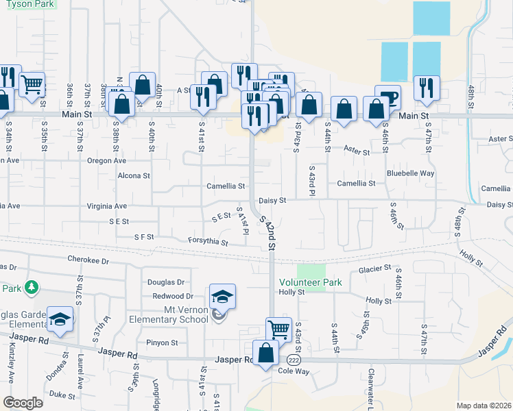 map of restaurants, bars, coffee shops, grocery stores, and more near 4251 Daisy Street in Springfield
