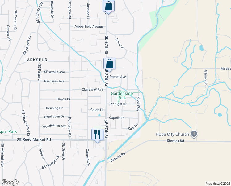 map of restaurants, bars, coffee shops, grocery stores, and more near 61738 Darla Place in Bend
