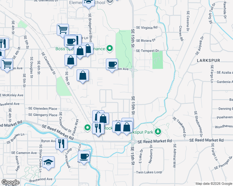 map of restaurants, bars, coffee shops, grocery stores, and more near 1407 Southeast Lostine Circle in Bend