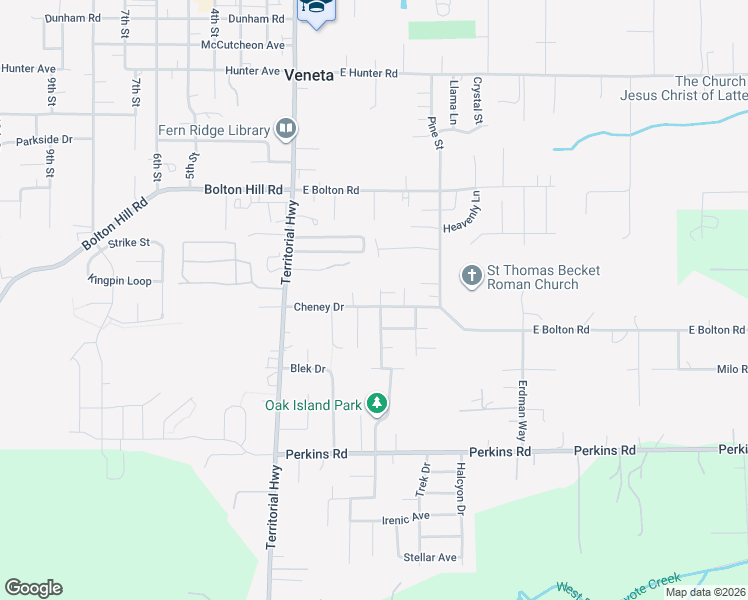 map of restaurants, bars, coffee shops, grocery stores, and more near 25151 Cheney Drive in Veneta
