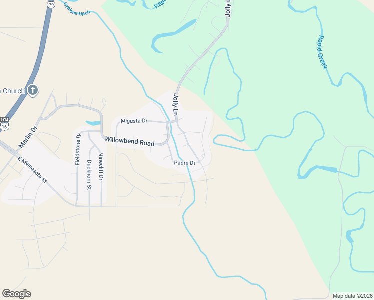 map of restaurants, bars, coffee shops, grocery stores, and more near 4341 Jolly Lane in Rapid City