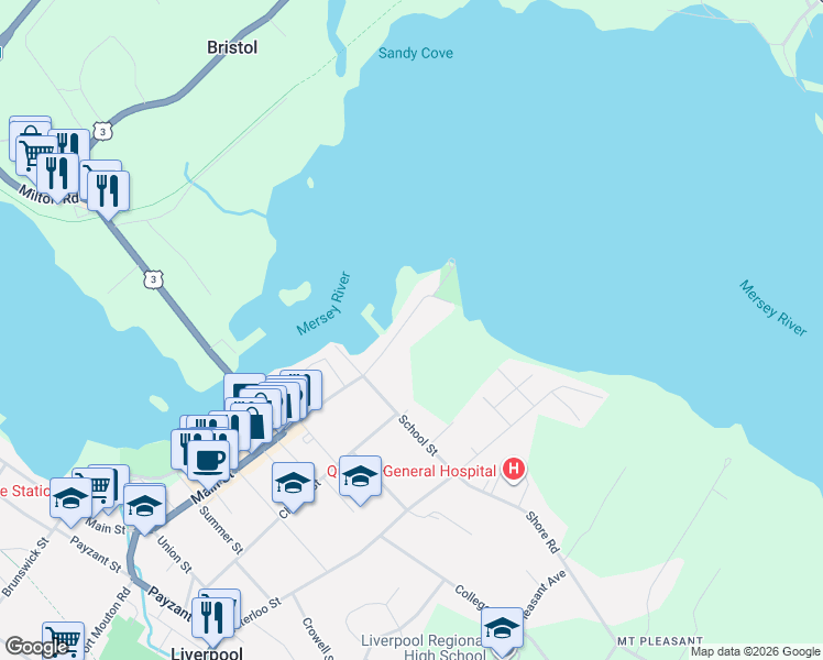 map of restaurants, bars, coffee shops, grocery stores, and more near 31 Main Street in Hunts Point