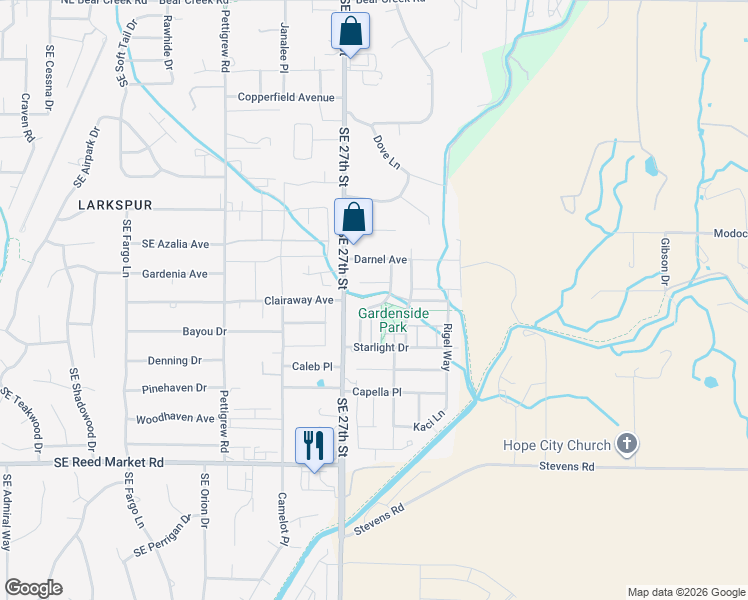 map of restaurants, bars, coffee shops, grocery stores, and more near 61699 Darla Place in Bend