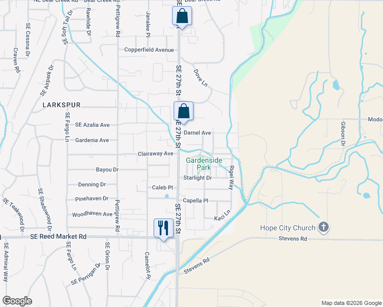map of restaurants, bars, coffee shops, grocery stores, and more near 61699 Darla Place in Bend